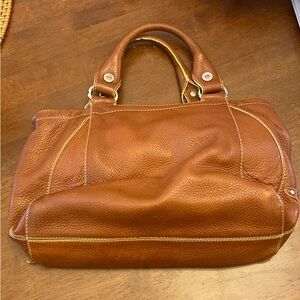 COLE HAAN British tan leather small double handle pebbled leather handbag  purse